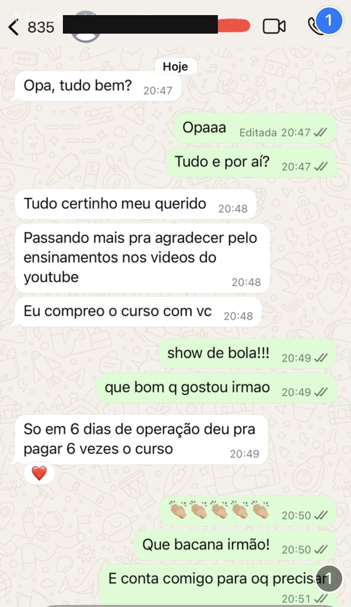 Depoimento de aluno que pagou o curso 6 vezes em 6 dias